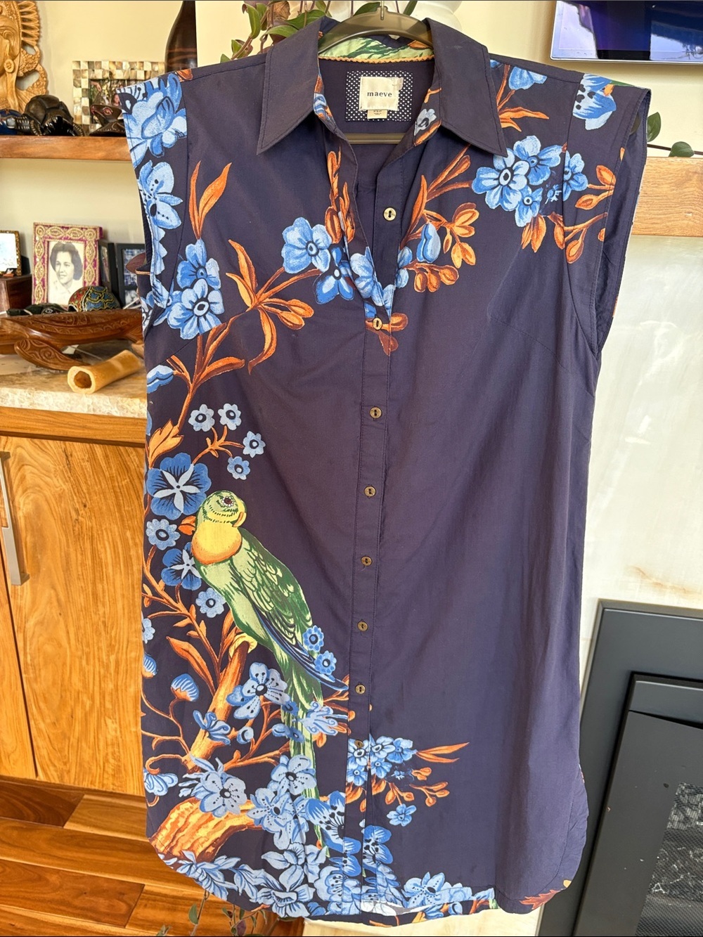 Maeve The Lillian Navy Button-Front Midi Dress - Picture 3 of 8